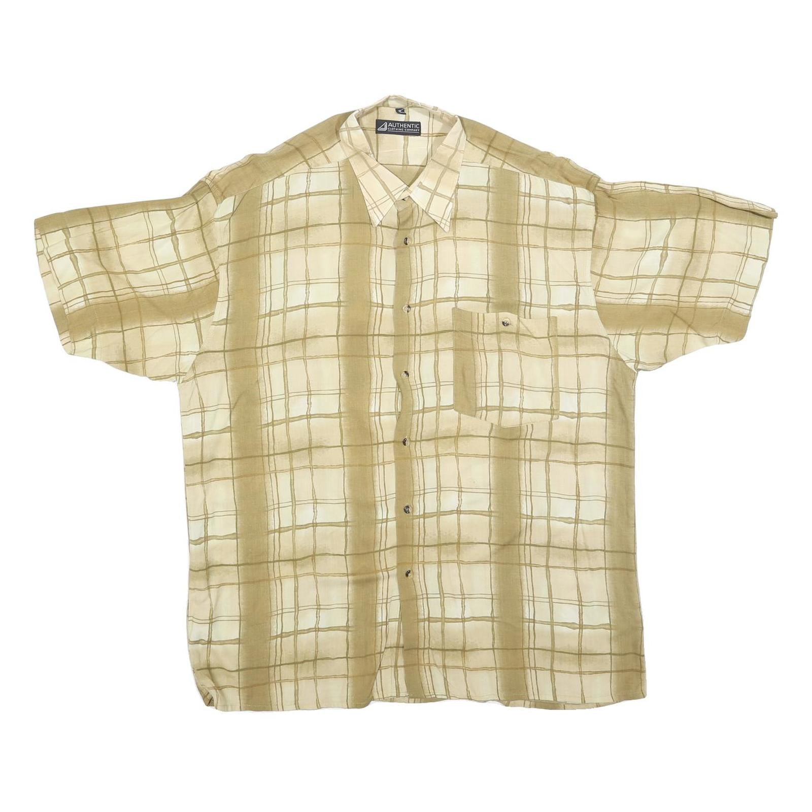 AUTHENTIC CLOTHING CO Mens Beige & Cream Checked Shirt XL Casual Cotton Blend