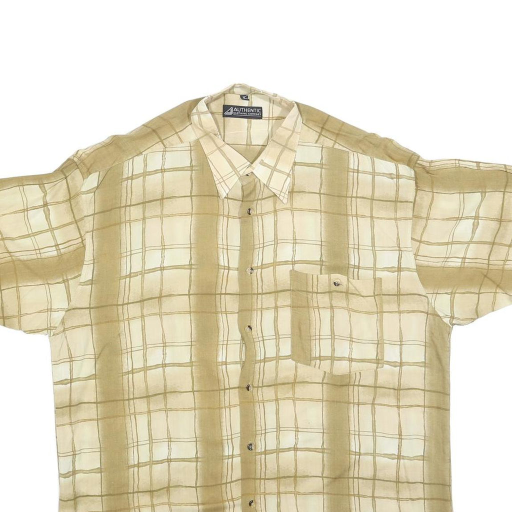 AUTHENTIC CLOTHING CO Mens Beige & Cream Checked Shirt XL Casual Cotton Blend