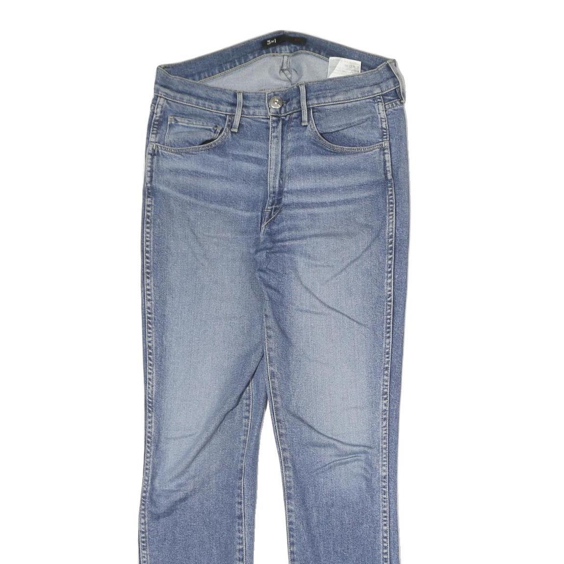 NYC Mens Slim Blue Jeans Denim Light W28 L27 Raw Hem Zip Closure