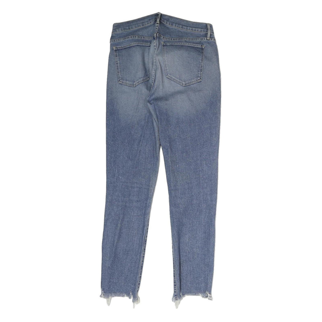 NYC Mens Slim Blue Jeans Denim Light W28 L27 Raw Hem Zip Closure