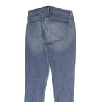 NYC Mens Slim Blue Jeans Denim Light W28 L27 Raw Hem Zip Closure