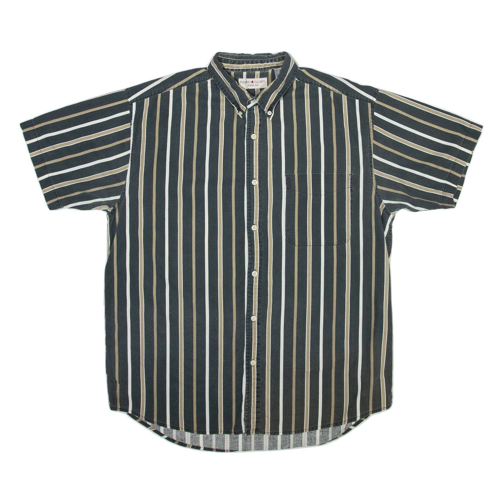 FADED GLORY Mens Shirt Grey Striped L