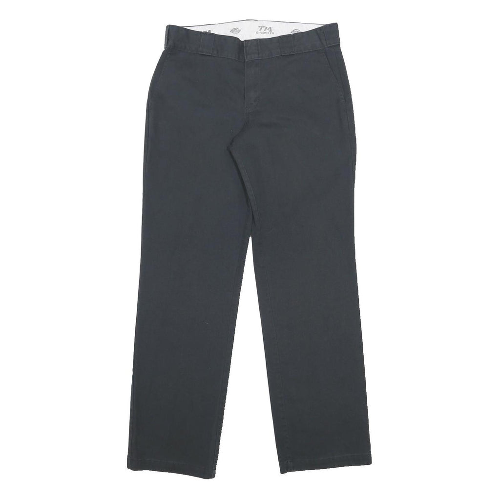 DICKIES Womens Cotton Blend Black Regular Straight Trousers W32 L32 Zip Closure