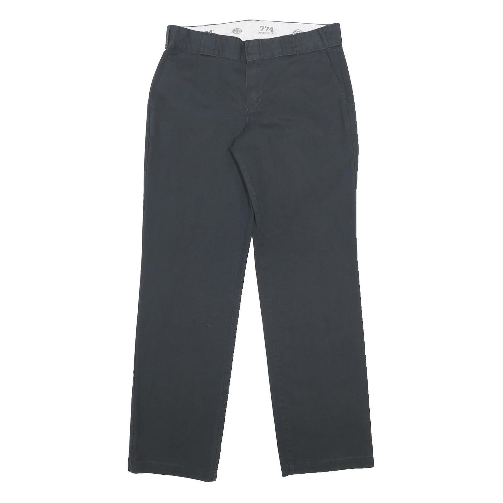 DICKIES Womens Cotton Blend Black Regular Straight Trousers W32 L32 Zip Closure