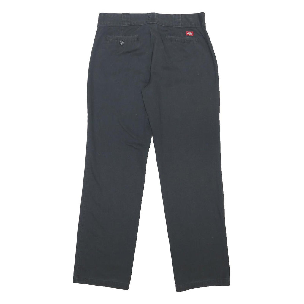 DICKIES Womens Cotton Blend Black Regular Straight Trousers W32 L32 Zip Closure