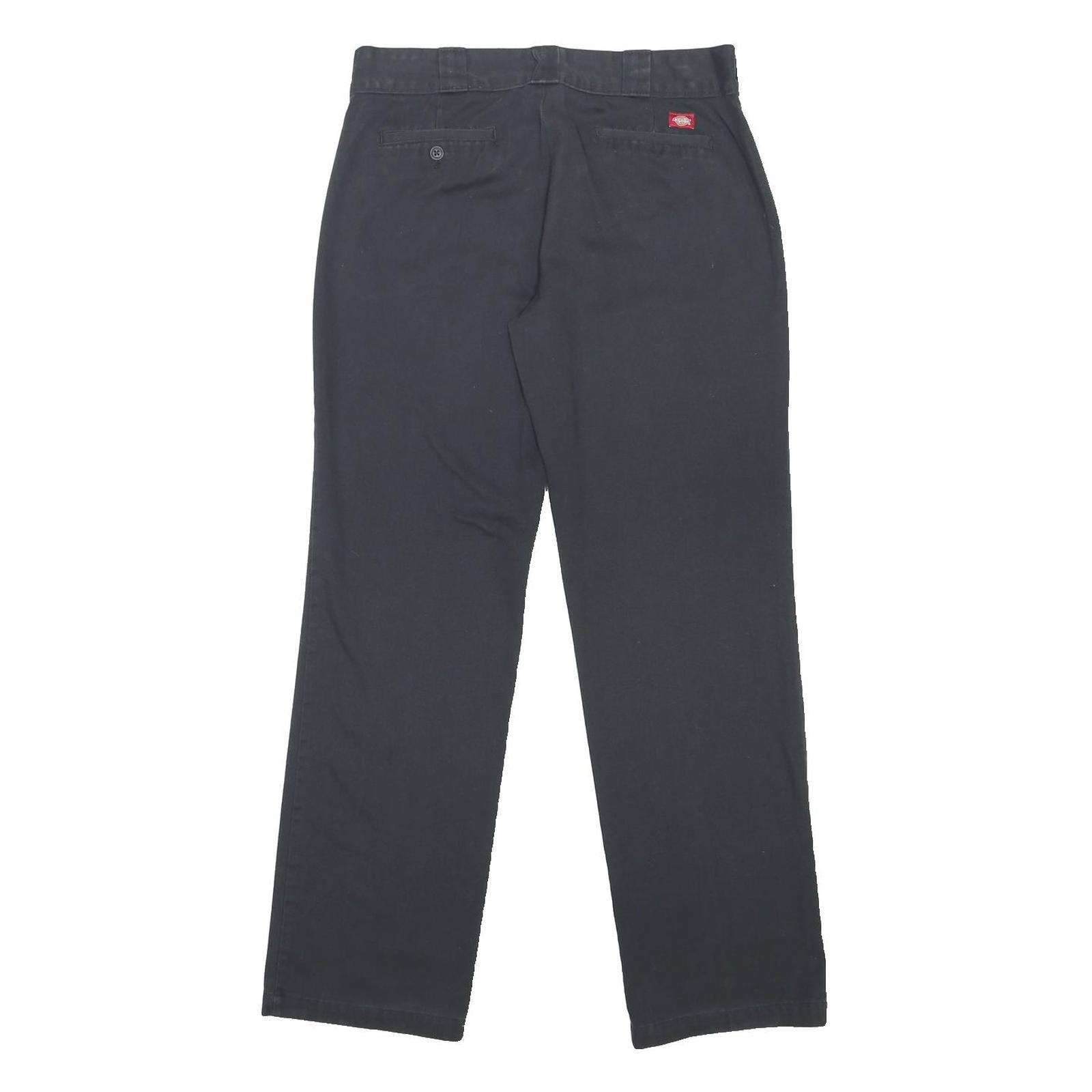 DICKIES Womens Cotton Blend Black Regular Straight Trousers W32 L32 Zip Closure