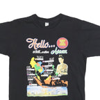 Womens Black Hello Asean Graphic T-Shirt M Short Sleeve Crew Neck Cotton