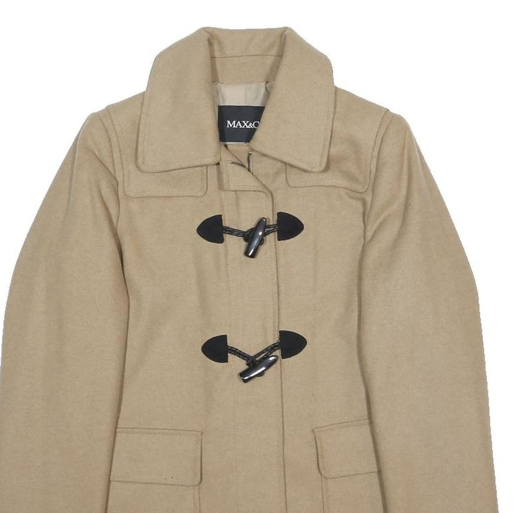 MAX&CO Womens Beige Wool Blend Duffle Jacket UK 12 Classic Button Closure