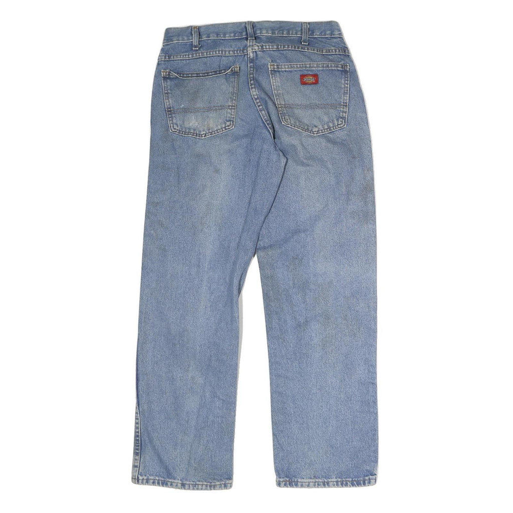 DICKIES Mens Jeans Blue Regular Straight Denim Light W30 L29 Classic Zip Cotton