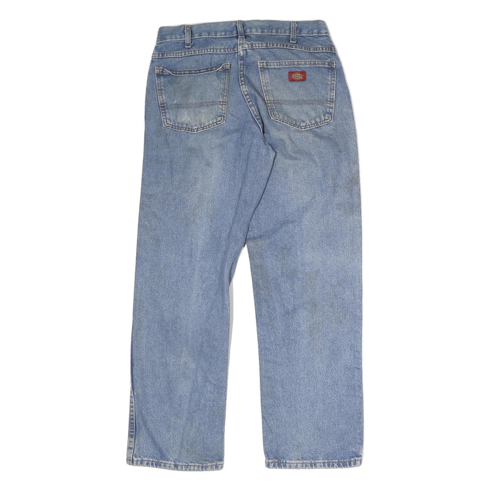 DICKIES Mens Jeans Blue Regular Straight Denim Light W30 L29 Classic Zip Cotton