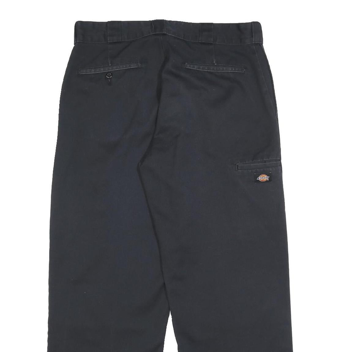 DICKIES Mens Cotton Blend Black Loose Fit Straight Trousers W34 L30 Workwear