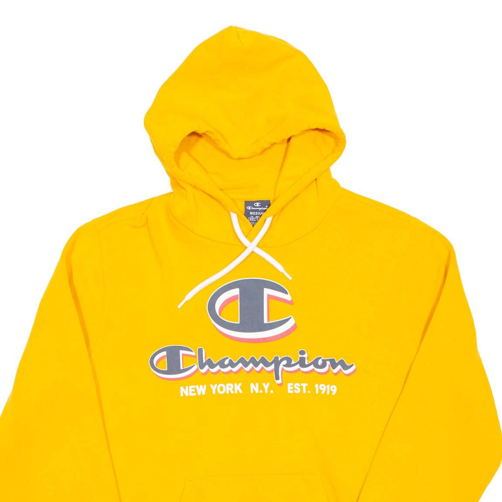 CHAMPION Womens Yellow Hoodie Pullover M