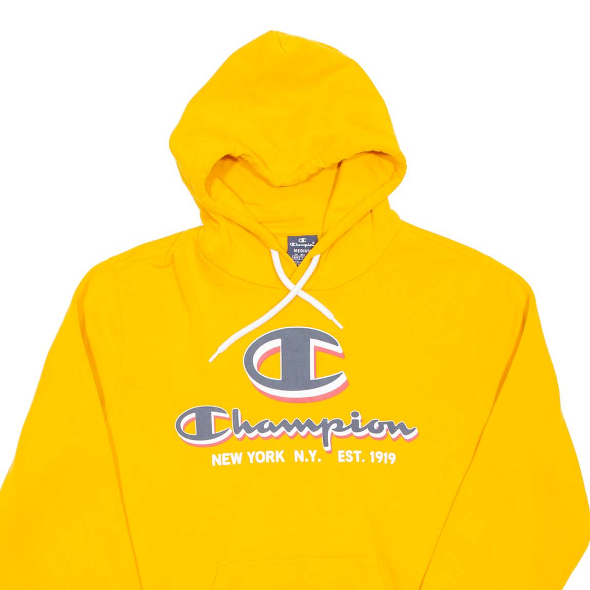 CHAMPION Womens Yellow Hoodie Pullover M