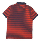 NAUTICA Mens Red & Navy Striped Short Sleeve S Cotton Blend Polo Shirt