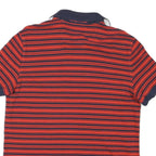 NAUTICA Mens Red & Navy Striped Short Sleeve S Cotton Blend Polo Shirt