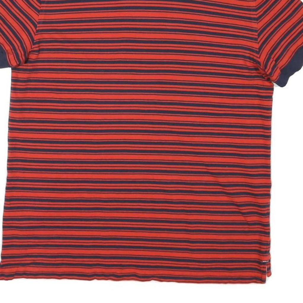 NAUTICA Mens Red & Navy Striped Short Sleeve S Cotton Blend Polo Shirt
