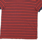 NAUTICA Mens Red & Navy Striped Short Sleeve S Cotton Blend Polo Shirt
