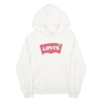 LEVI'S Mens White Hoodie S Cotton Blend Pullover Casual Sweatshirt