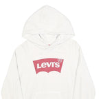 LEVI'S Mens White Hoodie S Cotton Blend Pullover Casual Sweatshirt