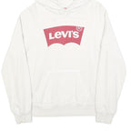 LEVI'S Mens White Hoodie S Cotton Blend Pullover Casual Sweatshirt