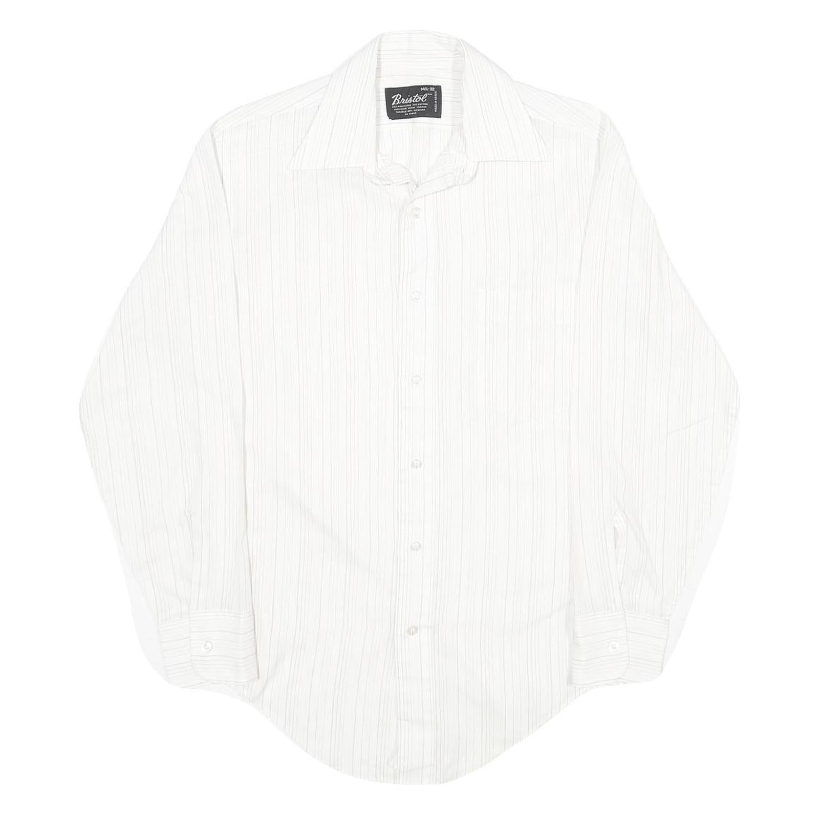 BRISTOL Mens White Shirt XS Classic Long Sleeve Button Formal Stripe