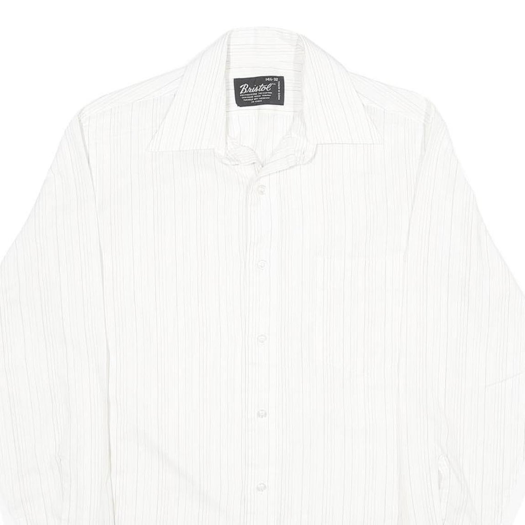 BRISTOL Mens White Shirt XS Classic Long Sleeve Button Formal Stripe