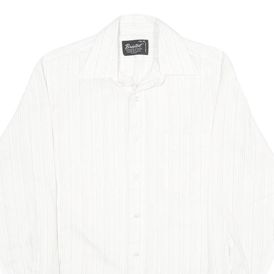 BRISTOL Mens White Shirt XS Classic Long Sleeve Button Formal Stripe