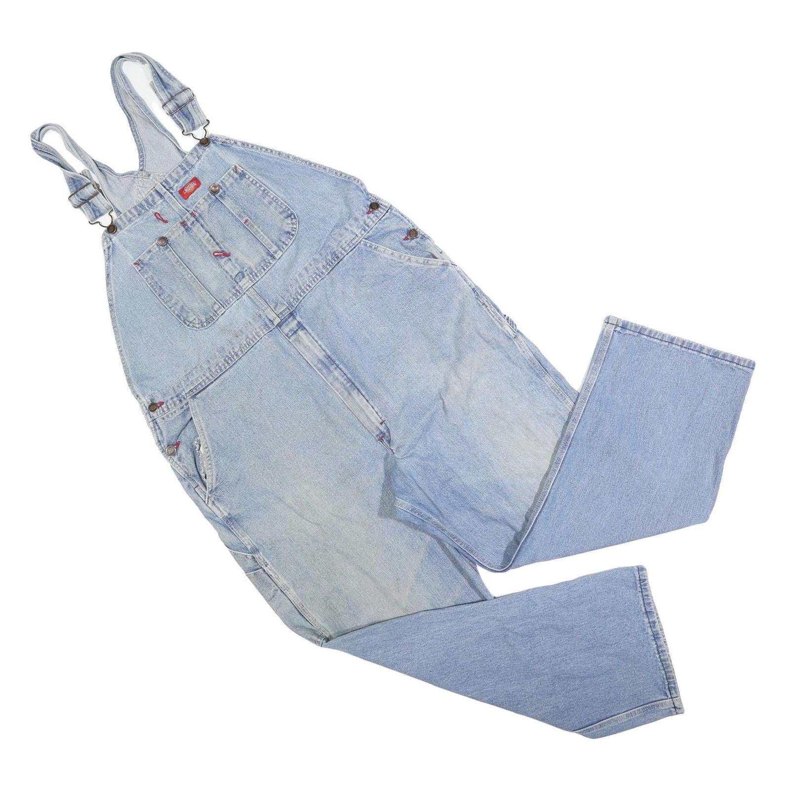 DICKIES Mens Blue Cotton Blend Denim Dungarees Classic XL W40 L30 Workwear