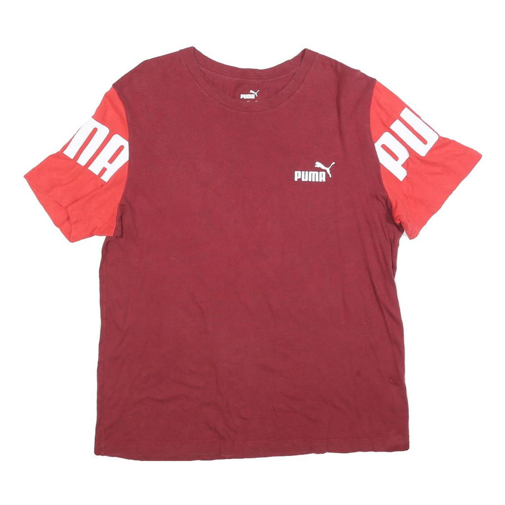 PUMA Mens Maroon & Red Graphic T-Shirt M Short Sleeve Crew Neck Cotton Blend