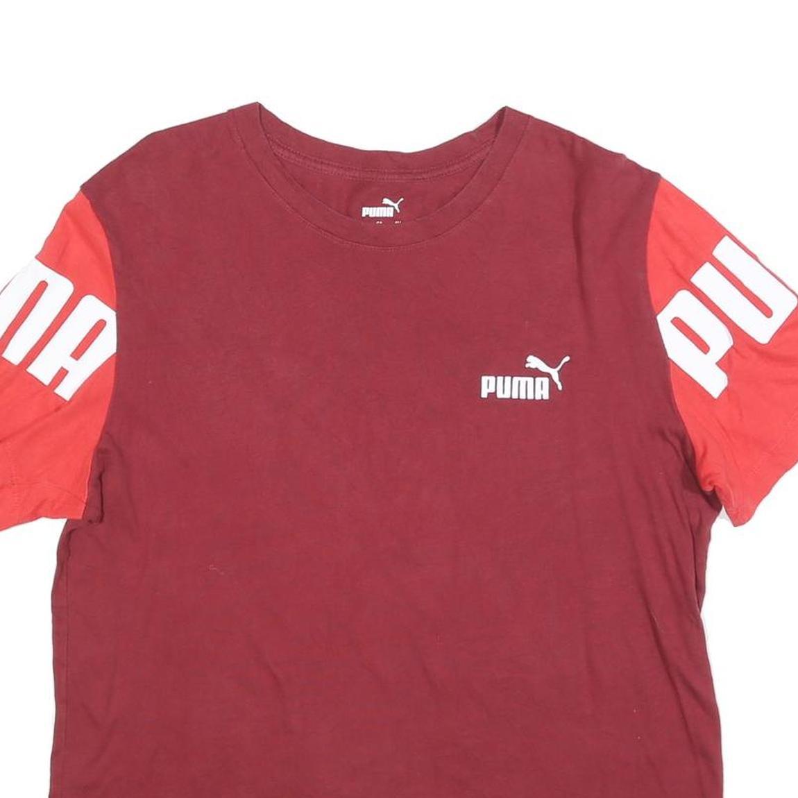 PUMA Mens Maroon & Red Graphic T-Shirt M Short Sleeve Crew Neck Cotton Blend
