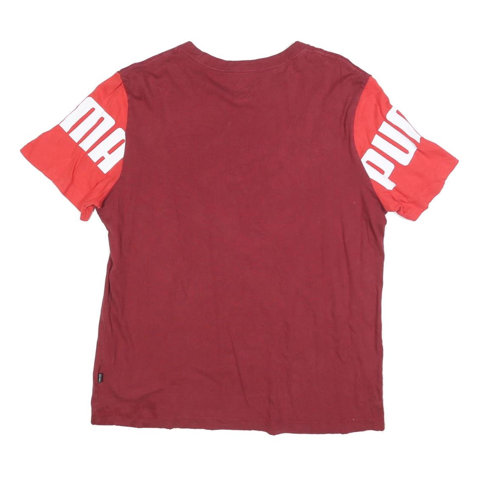 PUMA Mens Maroon & Red Graphic T-Shirt M Short Sleeve Crew Neck Cotton Blend
