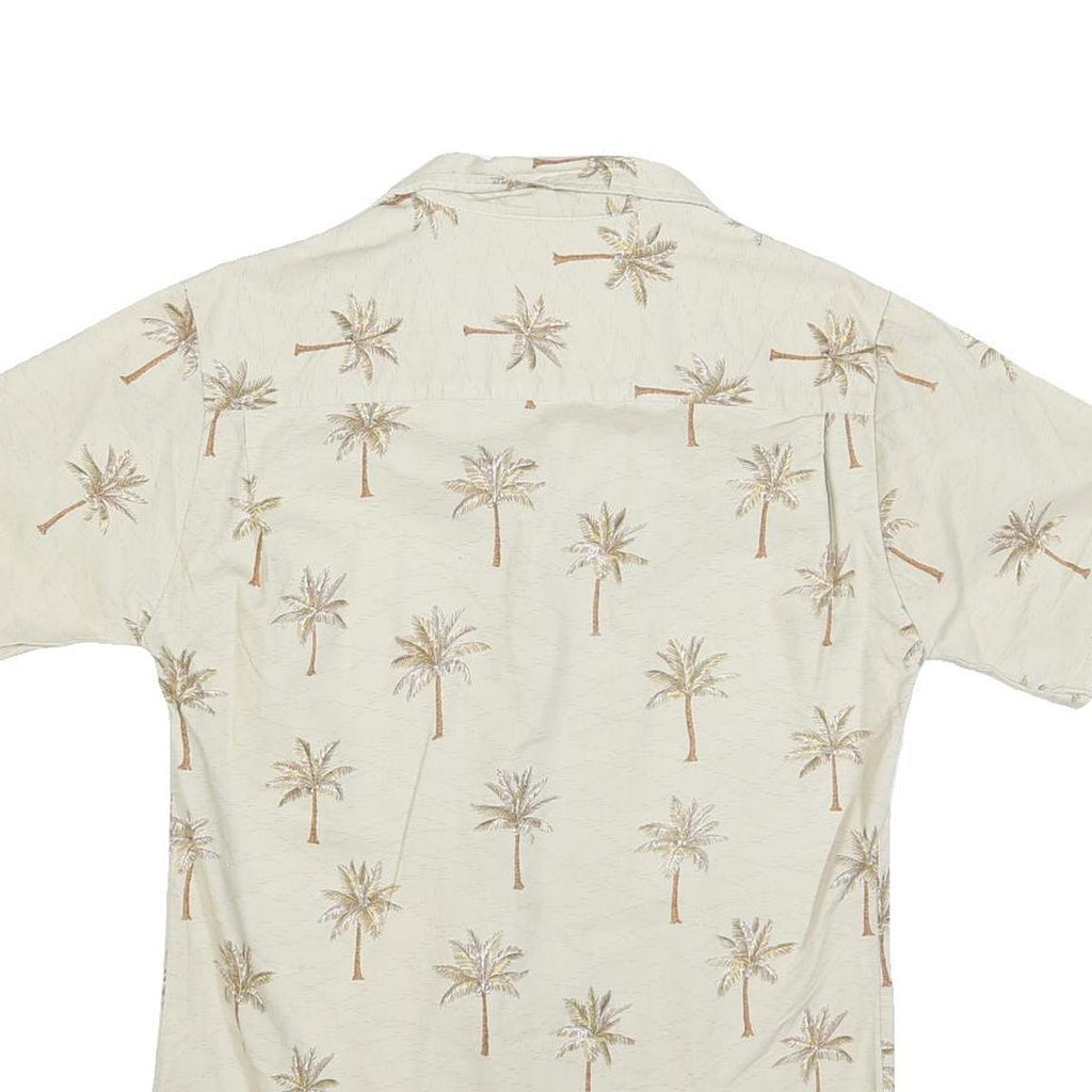 PACIFIC LEGEND Mens Beige Palm Tree Print Shirt S Casual Cotton Summer Holiday