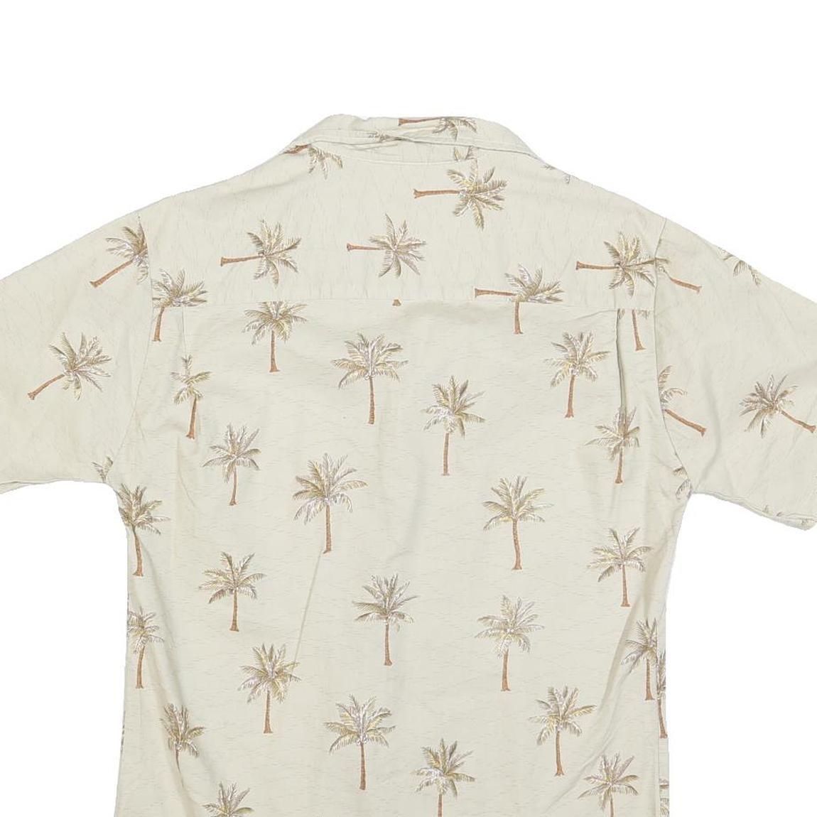 PACIFIC LEGEND Mens Beige Palm Tree Print Shirt S Casual Cotton Summer Holiday