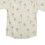 PACIFIC LEGEND Mens Beige Palm Tree Print Shirt S Casual Cotton Summer Holiday