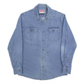 WRANGLER Mens Blue Denim Shirt S Cotton Blend Button Closure Casual Western