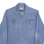 WRANGLER Mens Blue Denim Shirt S Cotton Blend Button Closure Casual Western