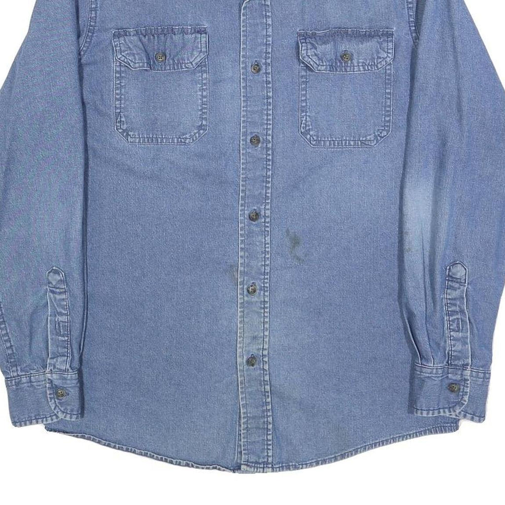 WRANGLER Mens Blue Denim Shirt S Cotton Blend Button Closure Casual Western