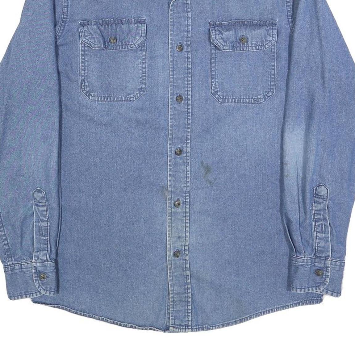 WRANGLER Mens Blue Denim Shirt S Cotton Blend Button Closure Casual Western