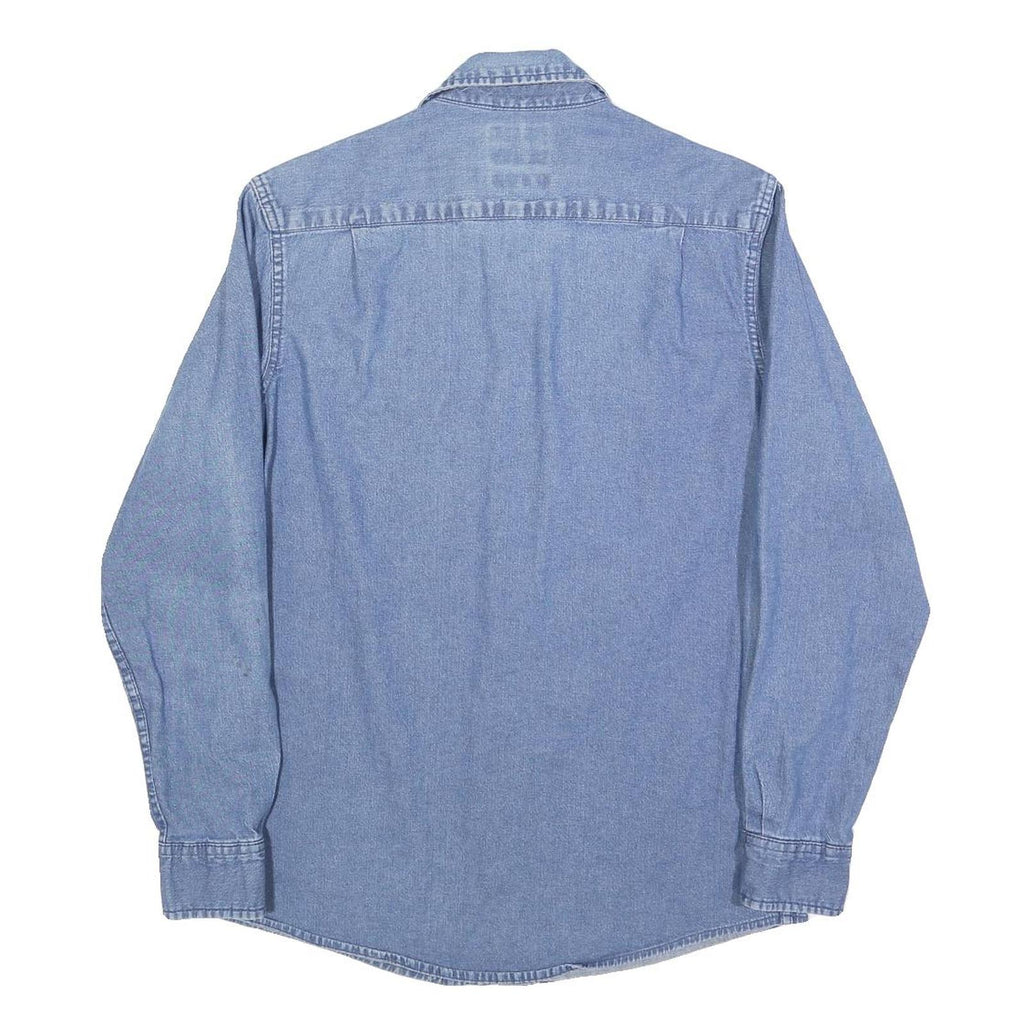 WRANGLER Mens Blue Denim Shirt S Cotton Blend Button Closure Casual Western