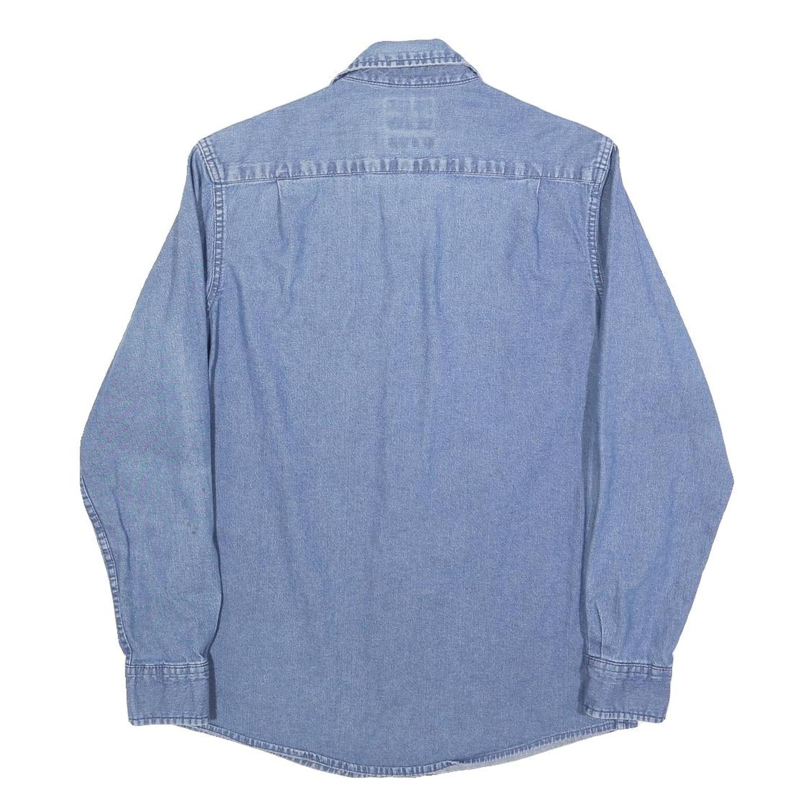 WRANGLER Mens Blue Denim Shirt S Cotton Blend Button Closure Casual Western