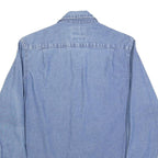 WRANGLER Mens Blue Denim Shirt S Cotton Blend Button Closure Casual Western