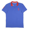 U.S. POLO ASSN Mens Blue & Red Short Sleeve Polo Shirt L Cotton Blend Logo