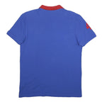 U.S. POLO ASSN Mens Blue & Red Short Sleeve Polo Shirt L Cotton Blend Logo