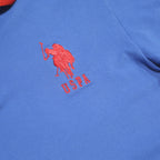 U.S. POLO ASSN Mens Blue & Red Short Sleeve Polo Shirt L Cotton Blend Logo
