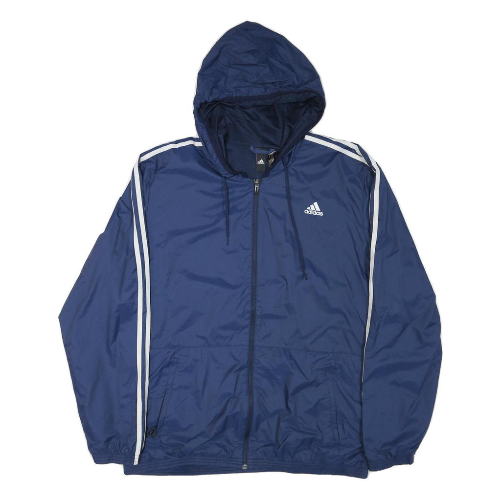 ADIDAS Mens Blue Jacket XL Polyester Blend Plain Hooded Zip Sportswear