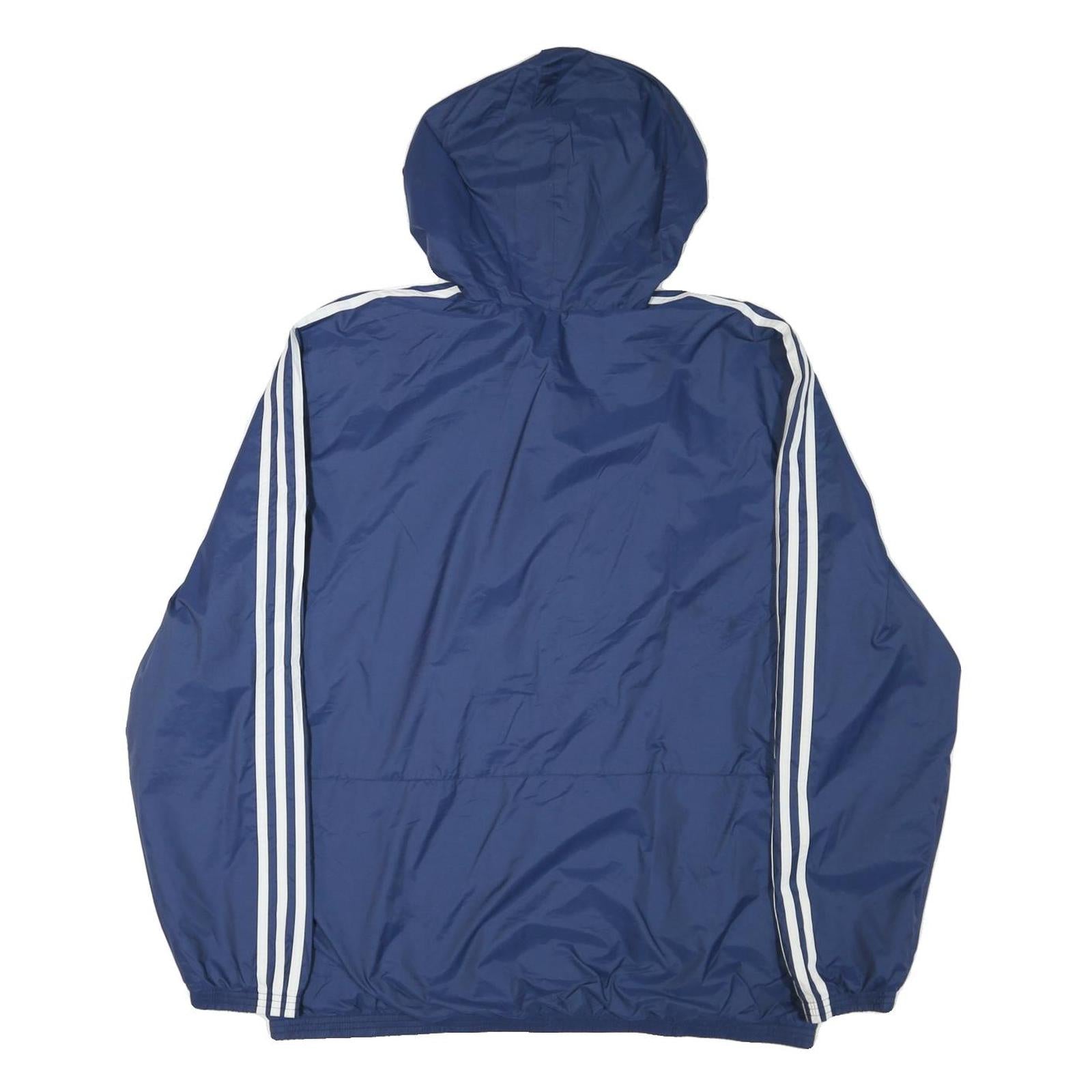 ADIDAS Mens Blue Jacket XL Polyester Blend Plain Hooded Zip Sportswear