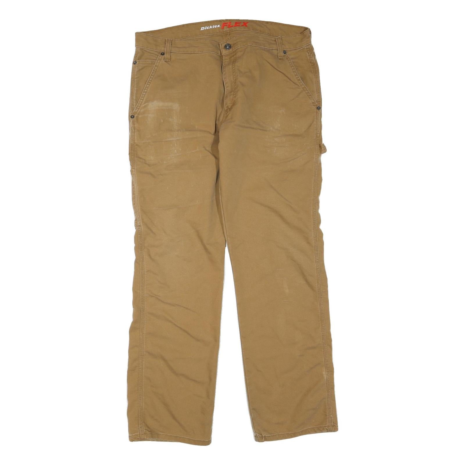 DICKIES Mens Jeans Beige Regular Straight Denim W36 L32 Workwear Cotton Blend