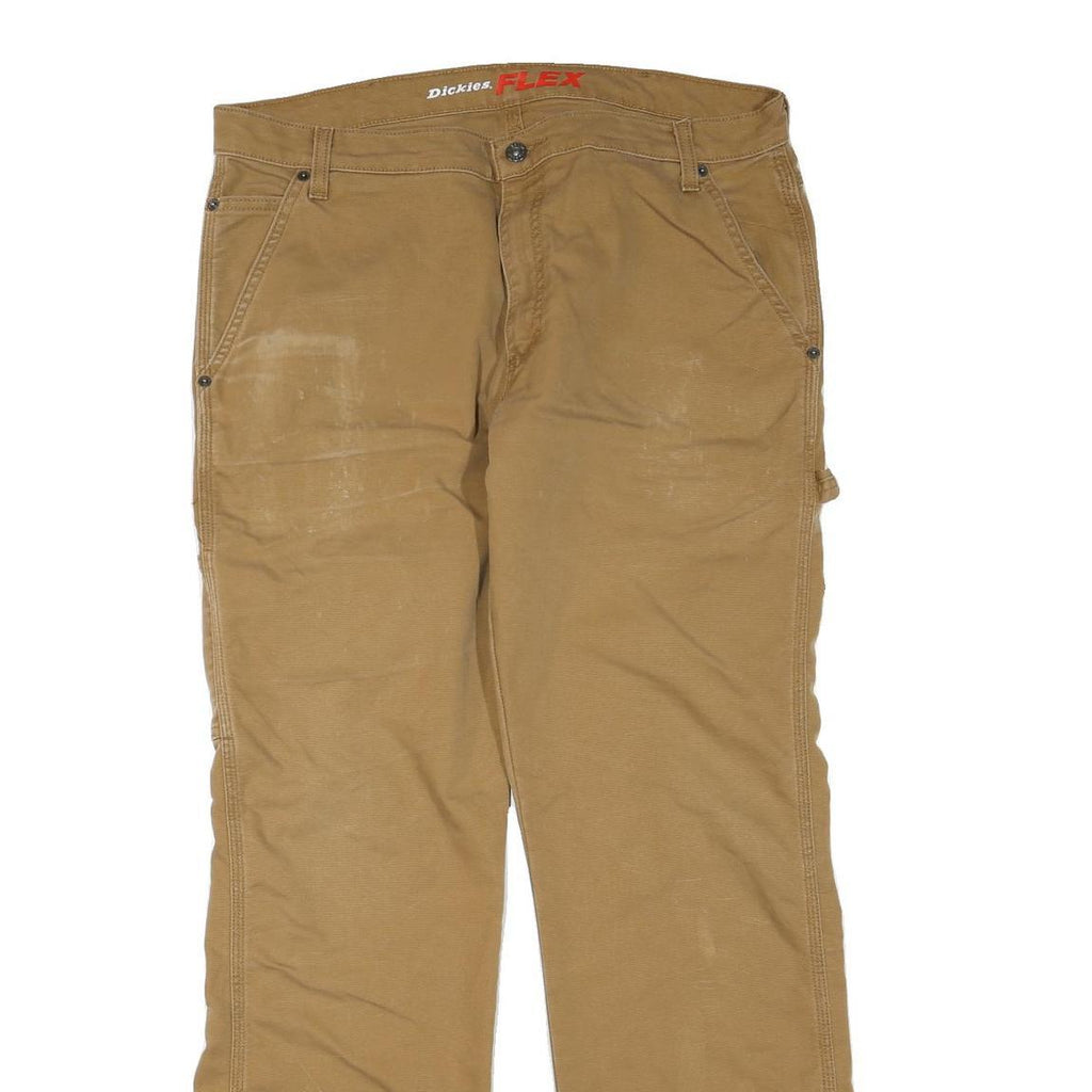 DICKIES Mens Jeans Beige Regular Straight Denim W36 L32 Workwear Cotton Blend