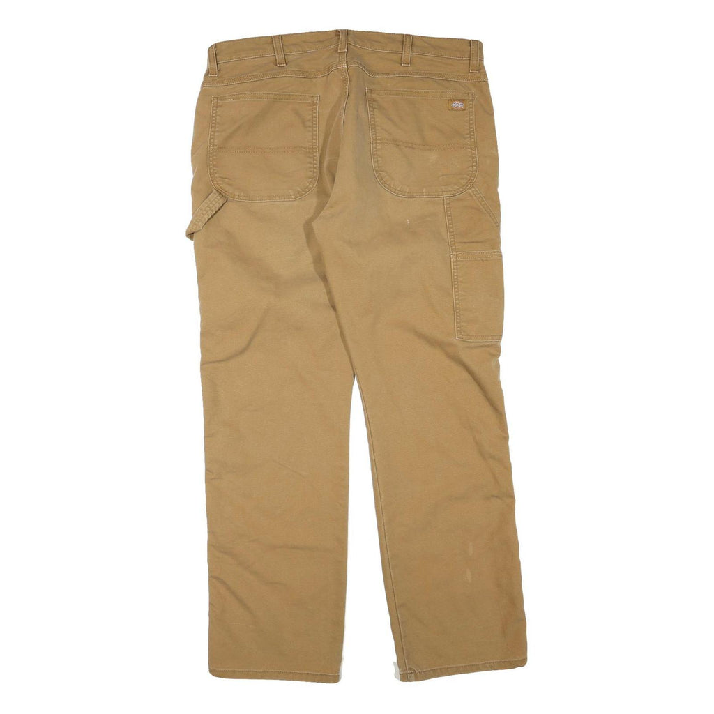 DICKIES Mens Jeans Beige Regular Straight Denim W36 L32 Workwear Cotton Blend