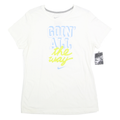 NIKE Womens White Graphic T-Shirt XL Short Sleeve Crew Neck Cotton Casual